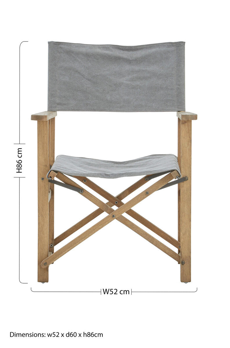 Hugh Grey linen Directors Chair