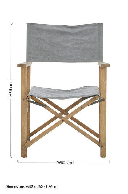 Hugh Grey linen Directors Chair