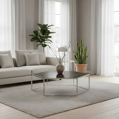 Piermount Silver Frame Hexagon Coffee Table