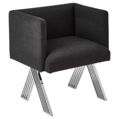 Piermount Black Dining Chair with Silver Legs