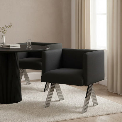 Piermount Black Dining Chair with Silver Legs