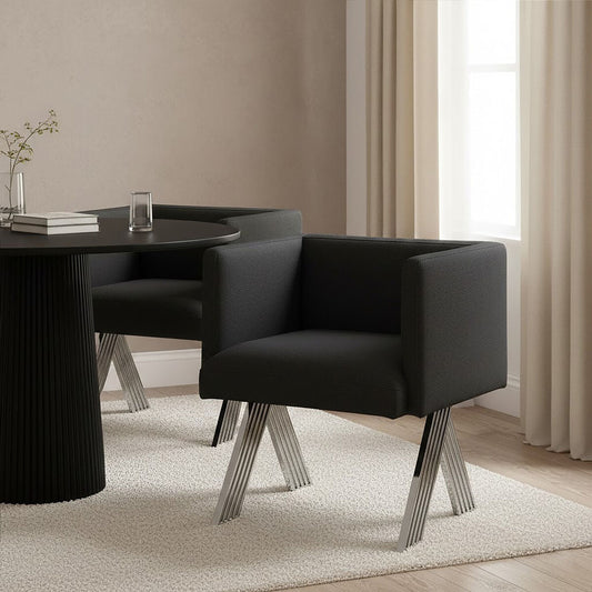 Piermount Black Dining Chair with Silver Legs