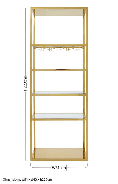 Piermount Gold Bar Shelf Unit With Glass Rack