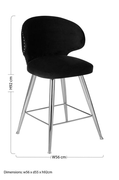 Piermount Black Velvet Bar Stool