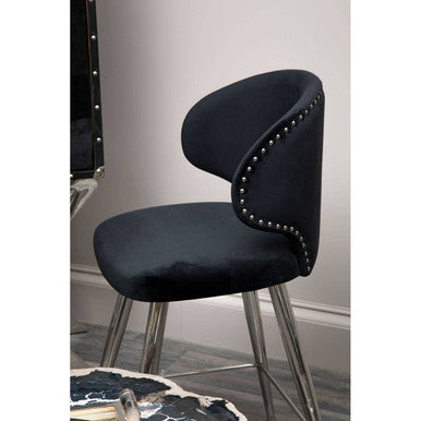 Piermount Black Velvet Bar Stool