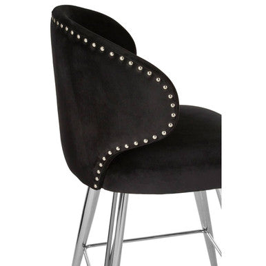 Piermount Black Velvet Bar Stool