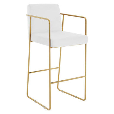 Piermount Mink Velvet And Gold Bar Stool