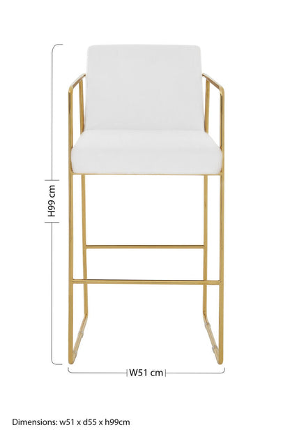 Piermount Mink Velvet And Gold Bar Stool