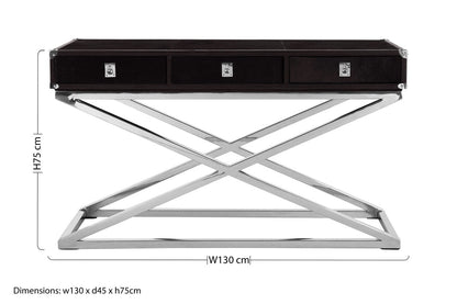 Kensington Townhouse Hair on Leather 3 Drawer Console Table