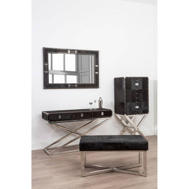 Kensington Townhouse Hair on Leather 3 Drawer Console Table