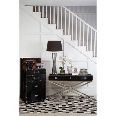 Kensington Townhouse Hair on Leather 3 Drawer Console Table