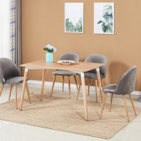 Lucia Halo Dining Set, a Table and Chairs Set of 4, Oak/Grey