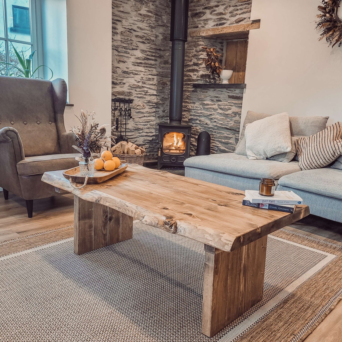 LINA Chunky Live / Waney Edge Coffee Table in Walnut Colour