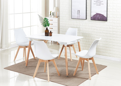 White Halo Dining Table & Set of 4 Lorenzo Jamie Tulip Dining Chairs with Padded Seat