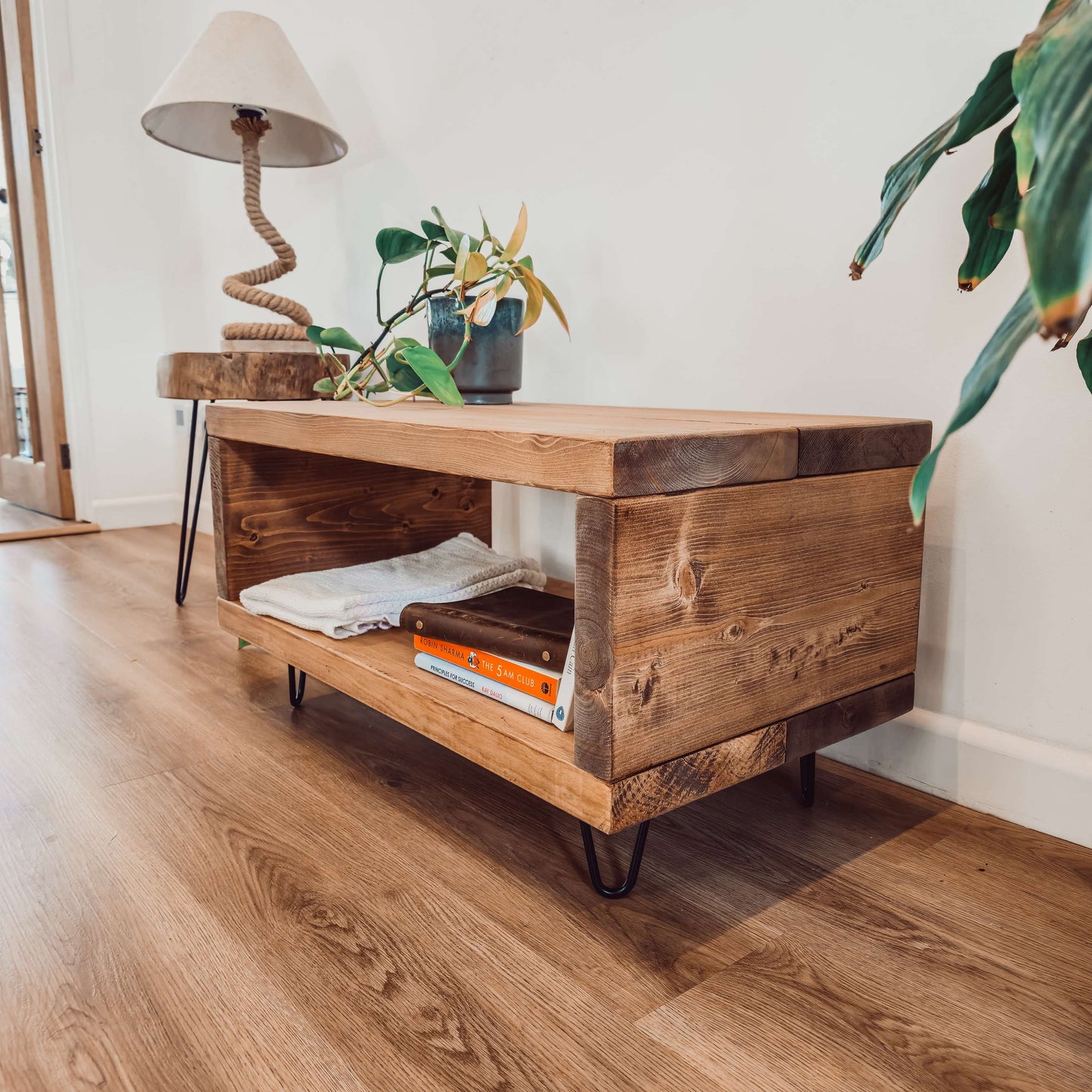 Solid Wood Chunky TV Unit With 4 inch Metal Legs
