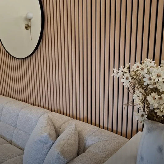 Acoustic Slatted Wall Panels 240 x 60cm - Light Oak
