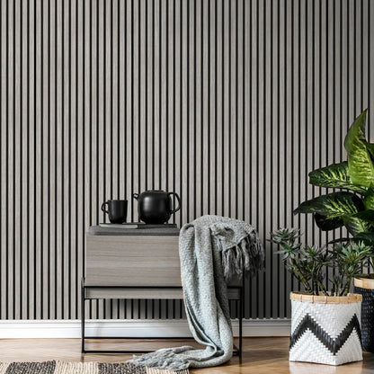 Acoustic Slatted Wall Panels 240 x 60cm - Ash Grey