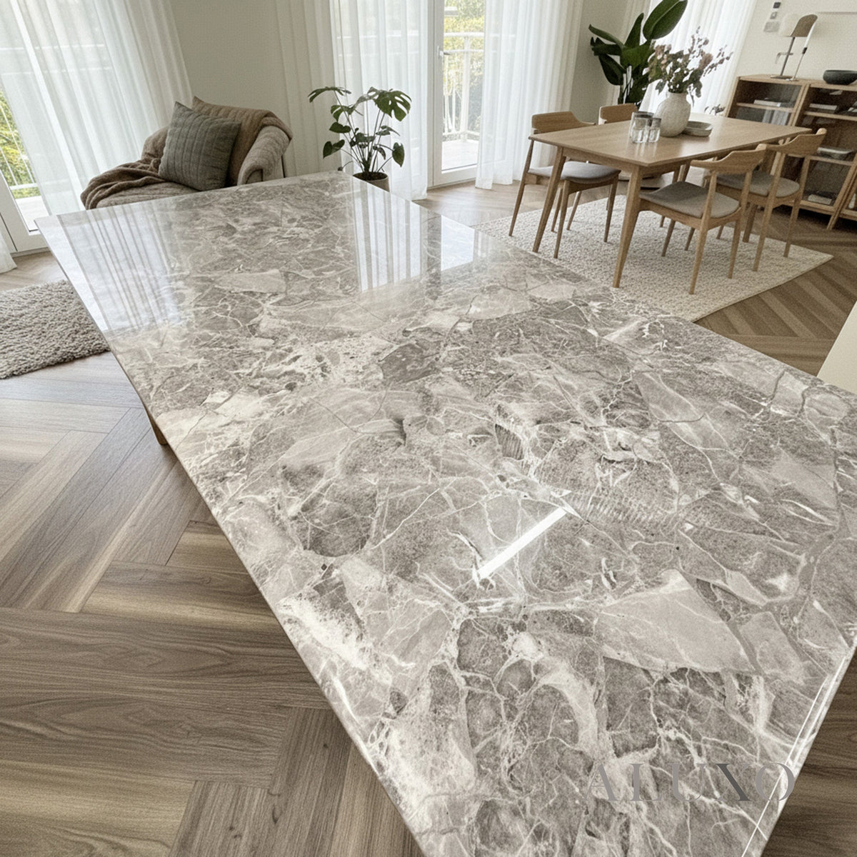 Luxury marble dining table with statement base