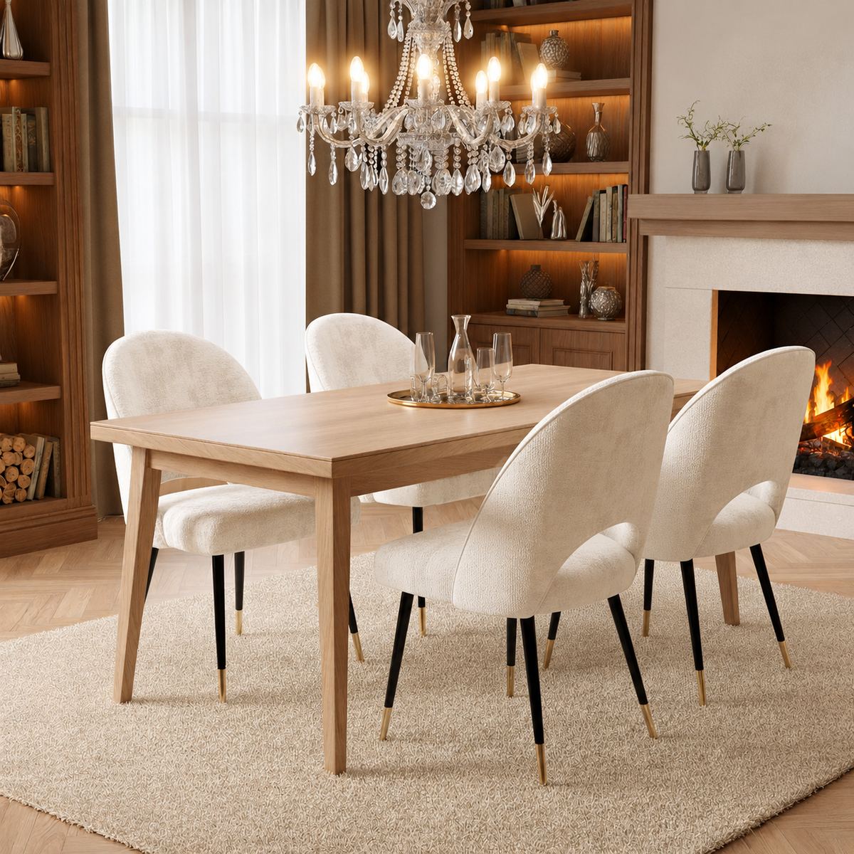 Astra beige velvet dining chair