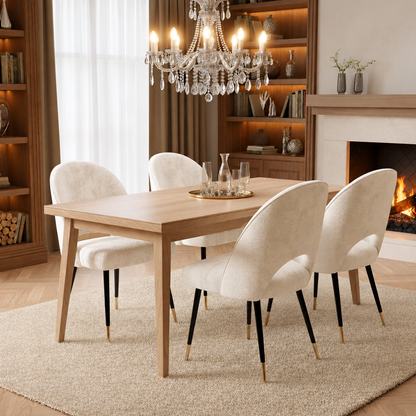 Astra beige velvet dining chair