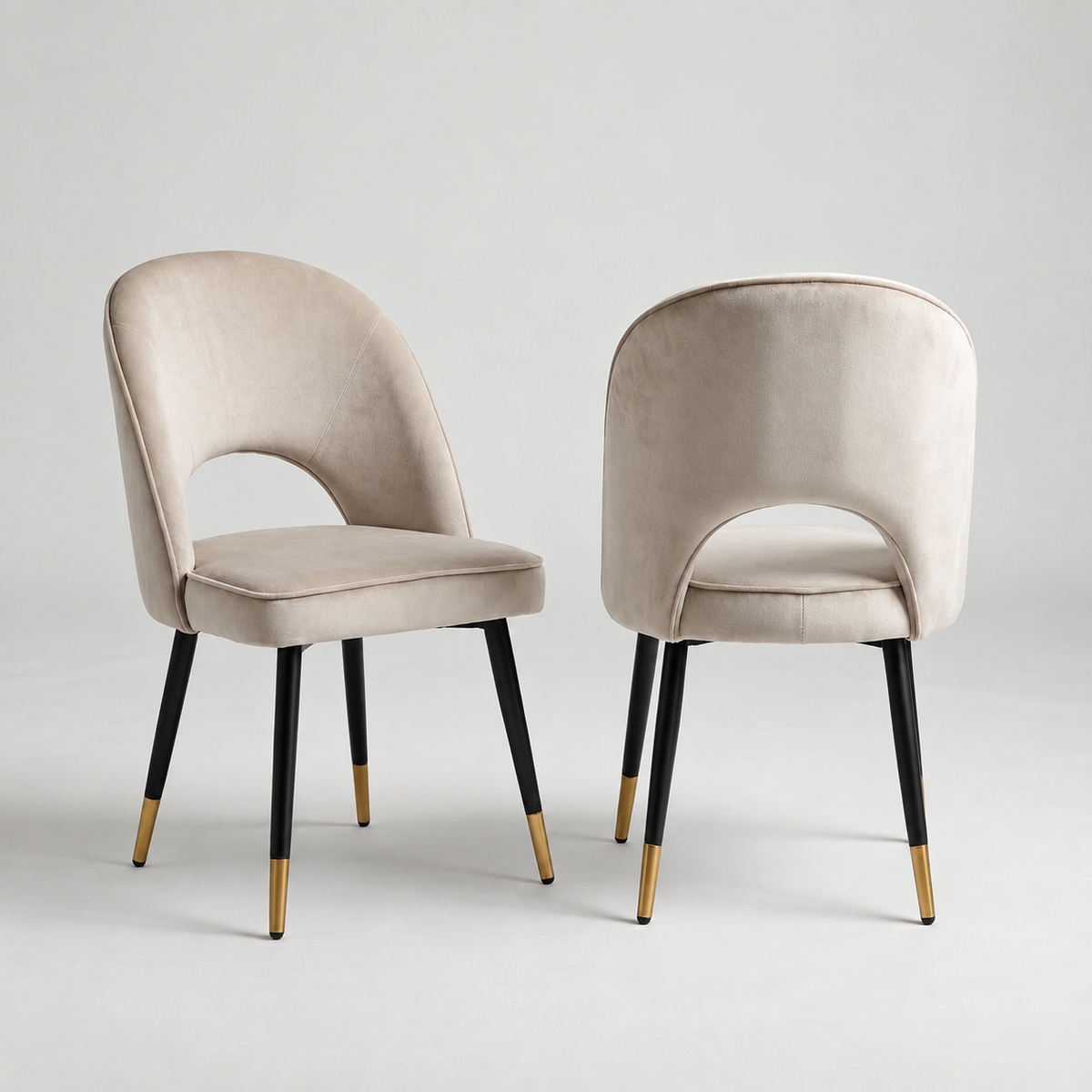 Astra Velvet Dining Chairs | Scandinavian Modern with Gold Tip Legs