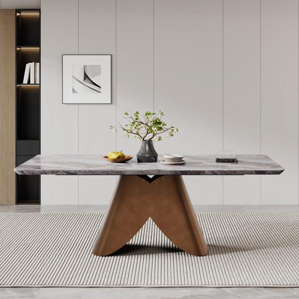 Athena luxury marble dining table with sculptural curved statement base