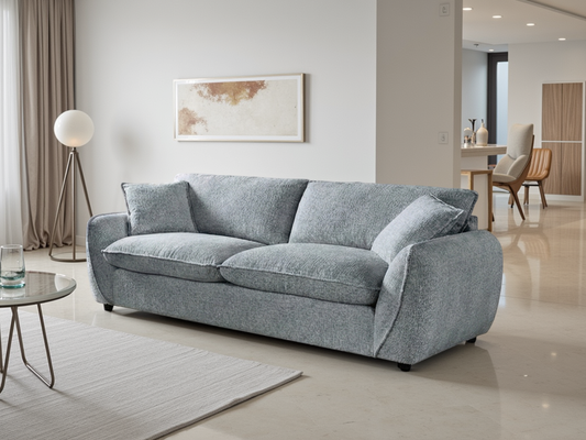 Berlin Grey 3 Seater Sofa: Plush Comfort, Modern Style, Elegant Piping Detail