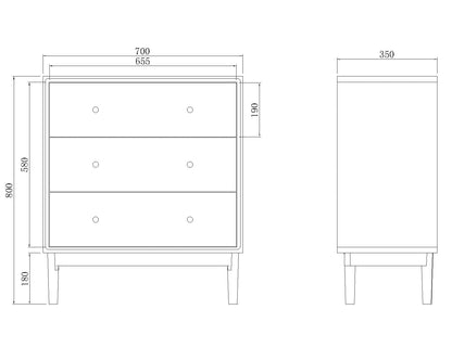 Wright Oak Chest of 3 Drawers