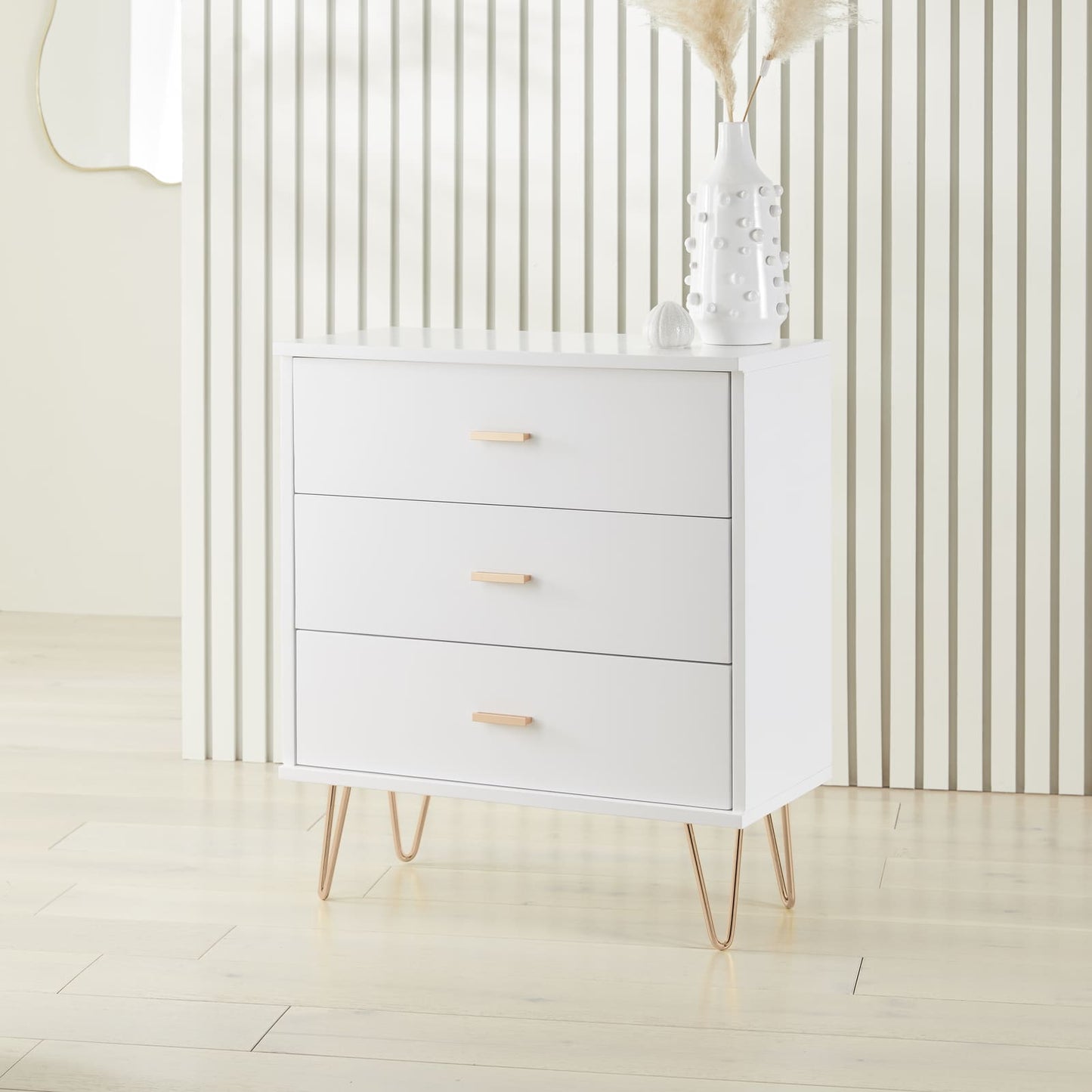 Monroe Solid Wood White Chest of 3 Drawers