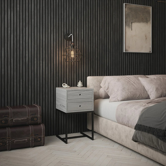 Acoustic Slatted Wall Panels 240 x 60cm - Charcoal Black