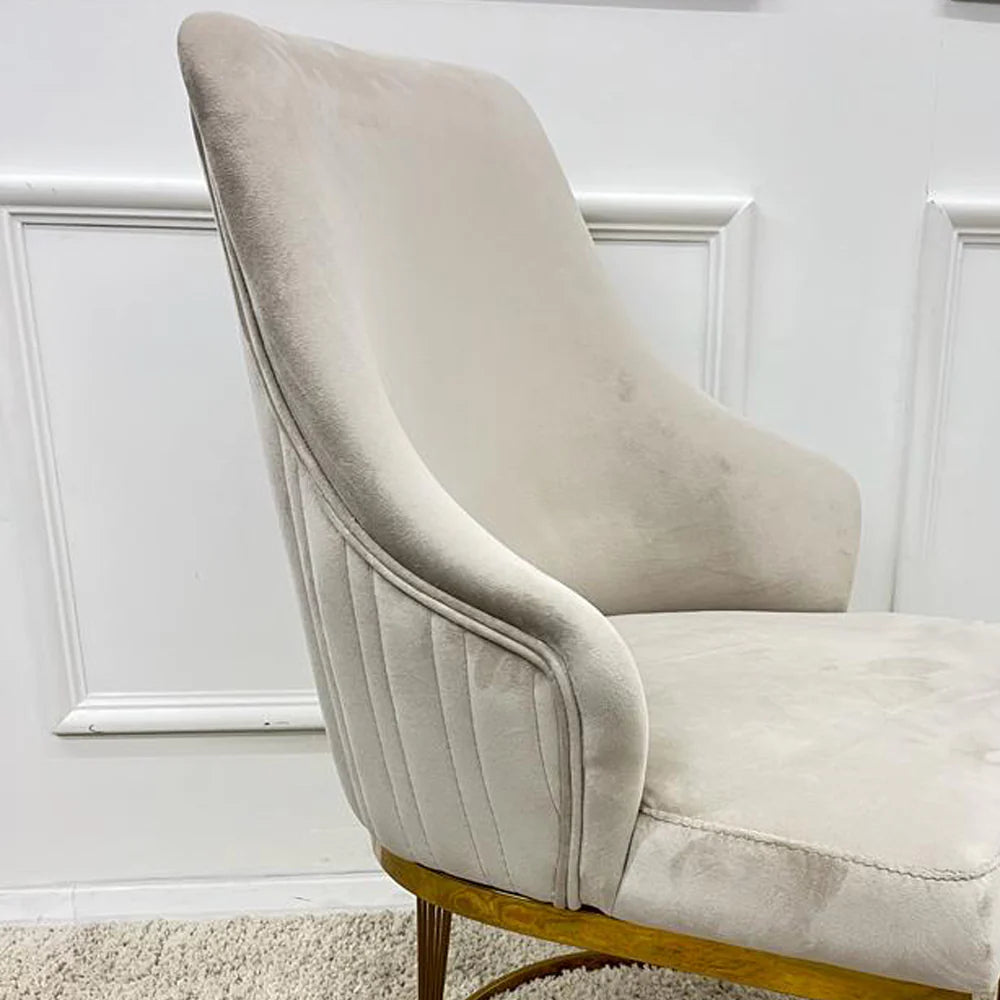 Chelmsford velvet dining chair with vertical fluted backrest