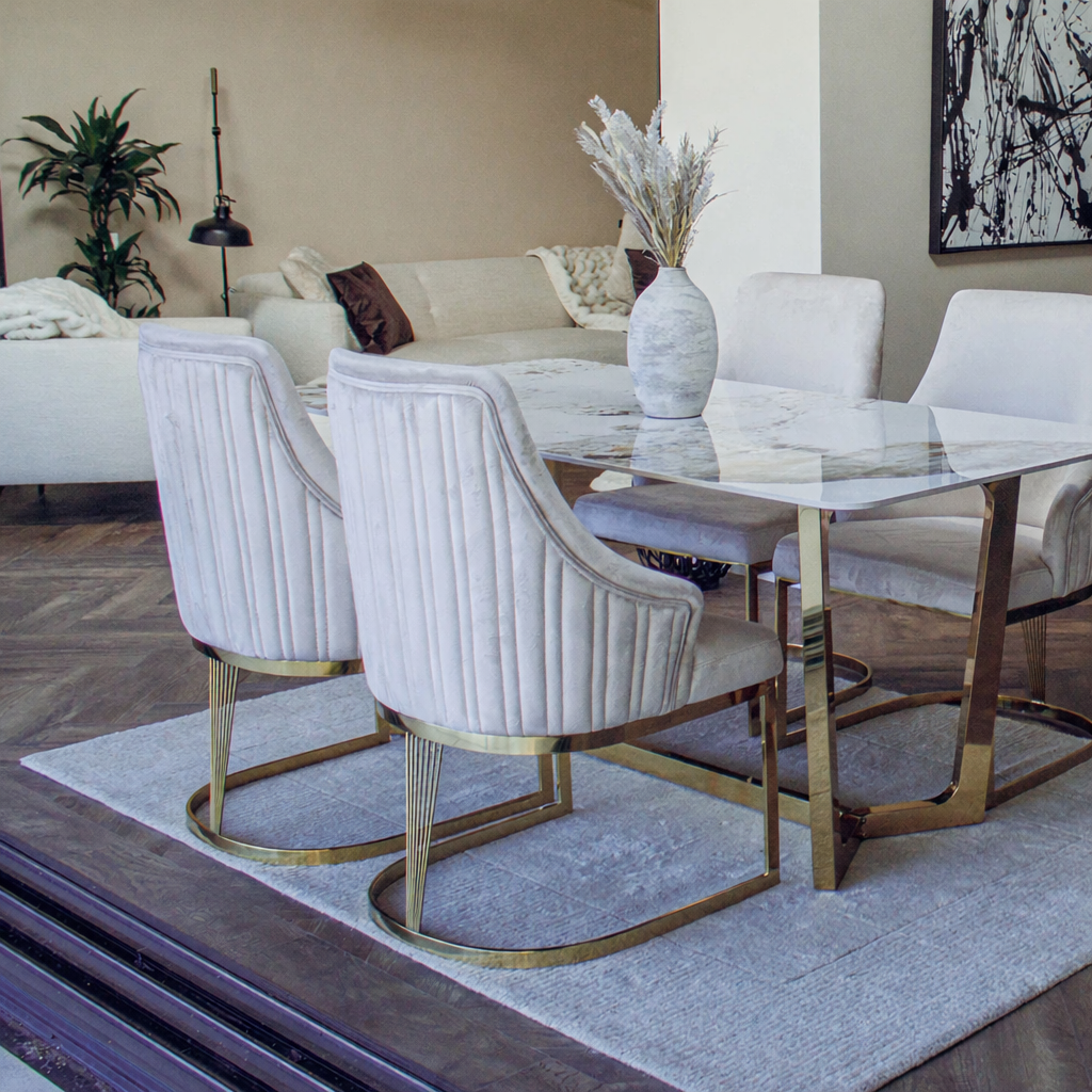 chelmsford luxury velvet dining chair with gold stainless steel frame