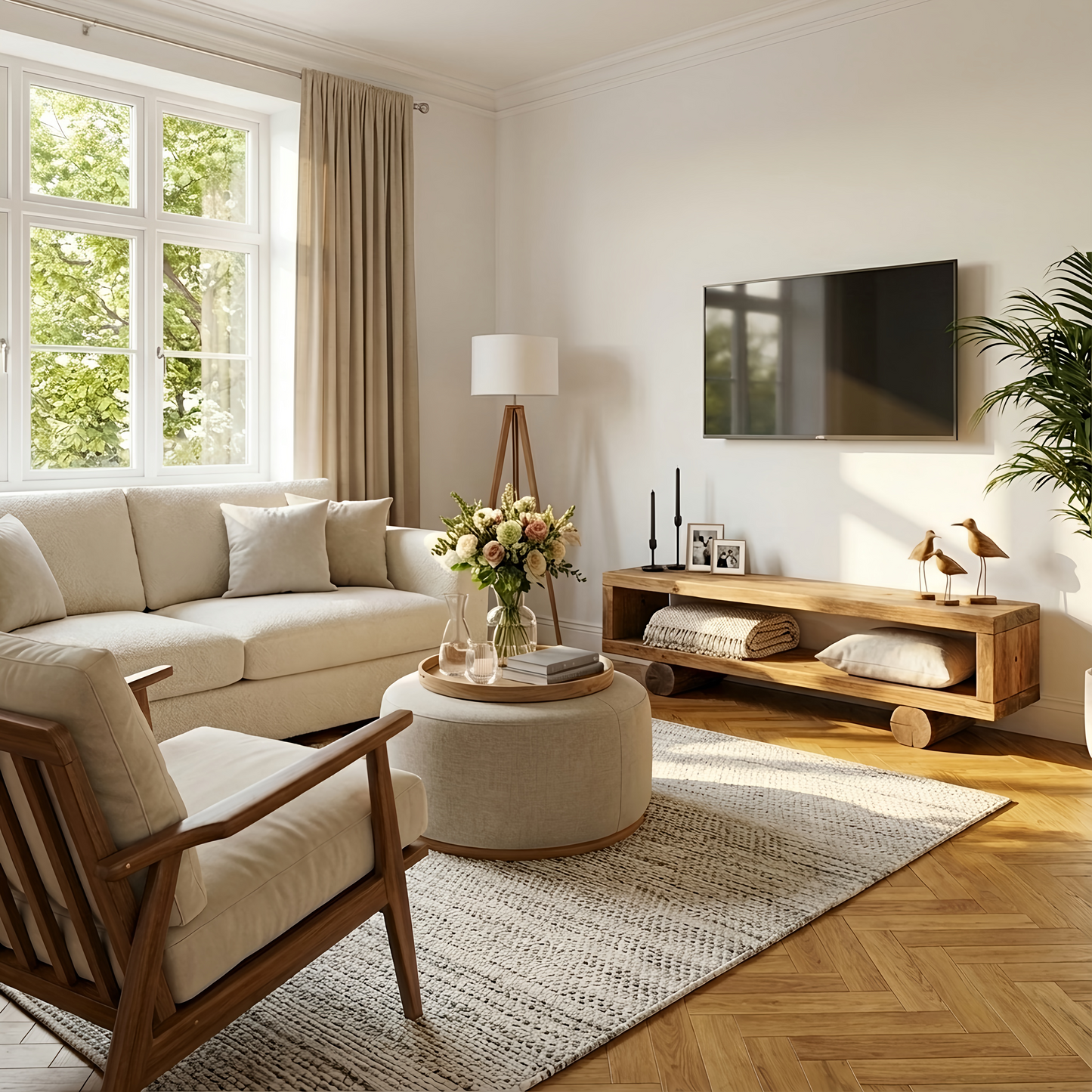 Handmade Rustic Solid Wood TV Unit: Timber Media Console