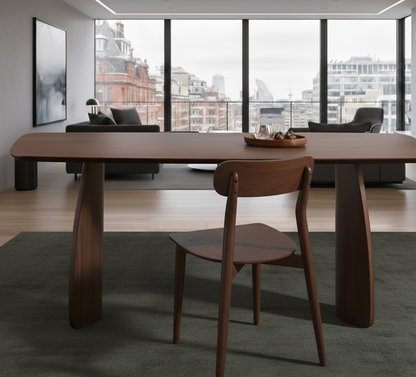 Walnut Dining Table with Curved Legs