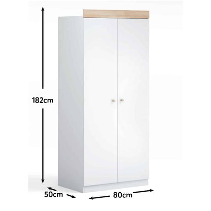 Little Acorns Burlington Double Nursery Wardrobe – White & Oak