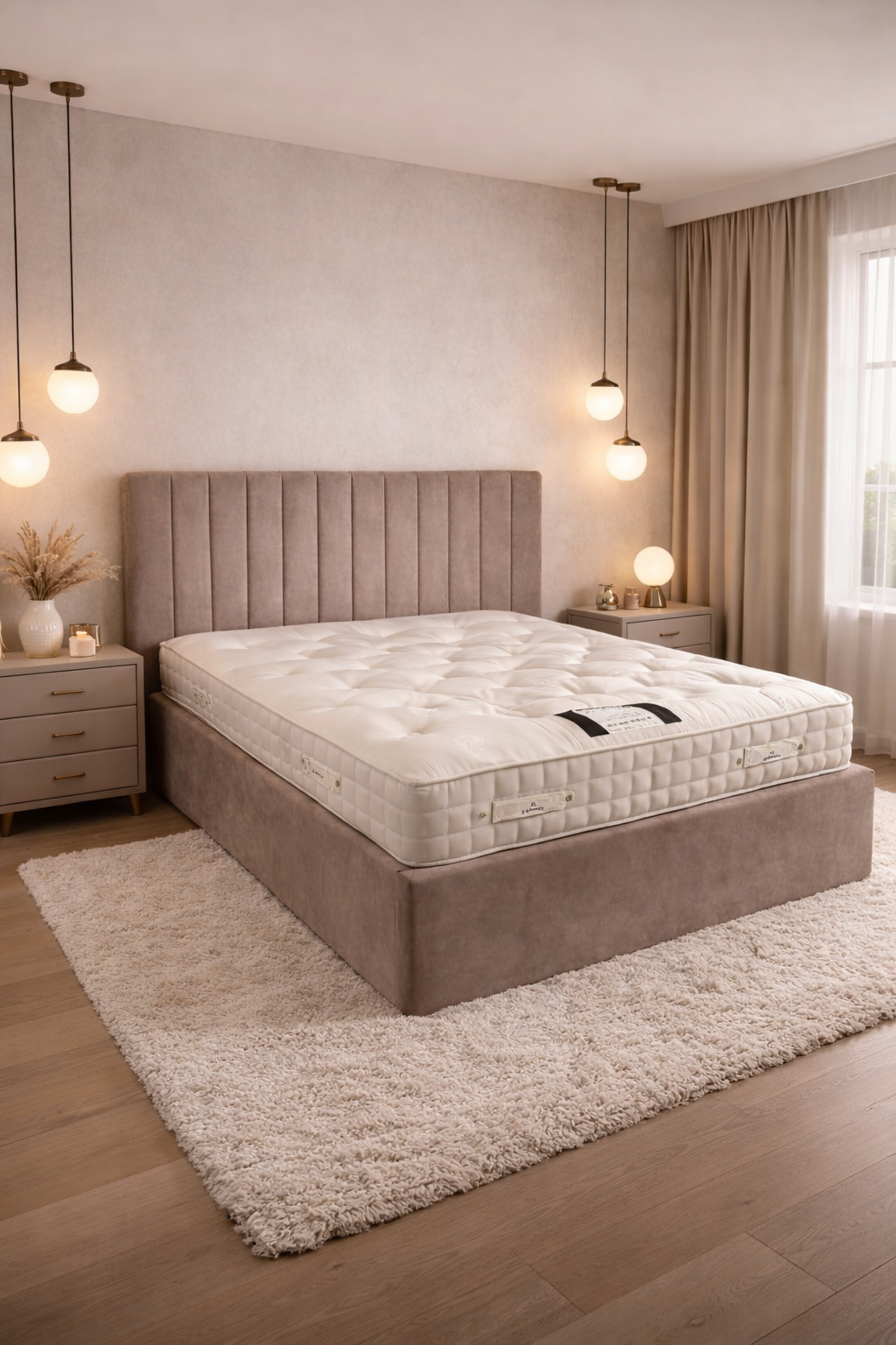 The London ottoman storage bed open with hydraulic lift showing hidden storage