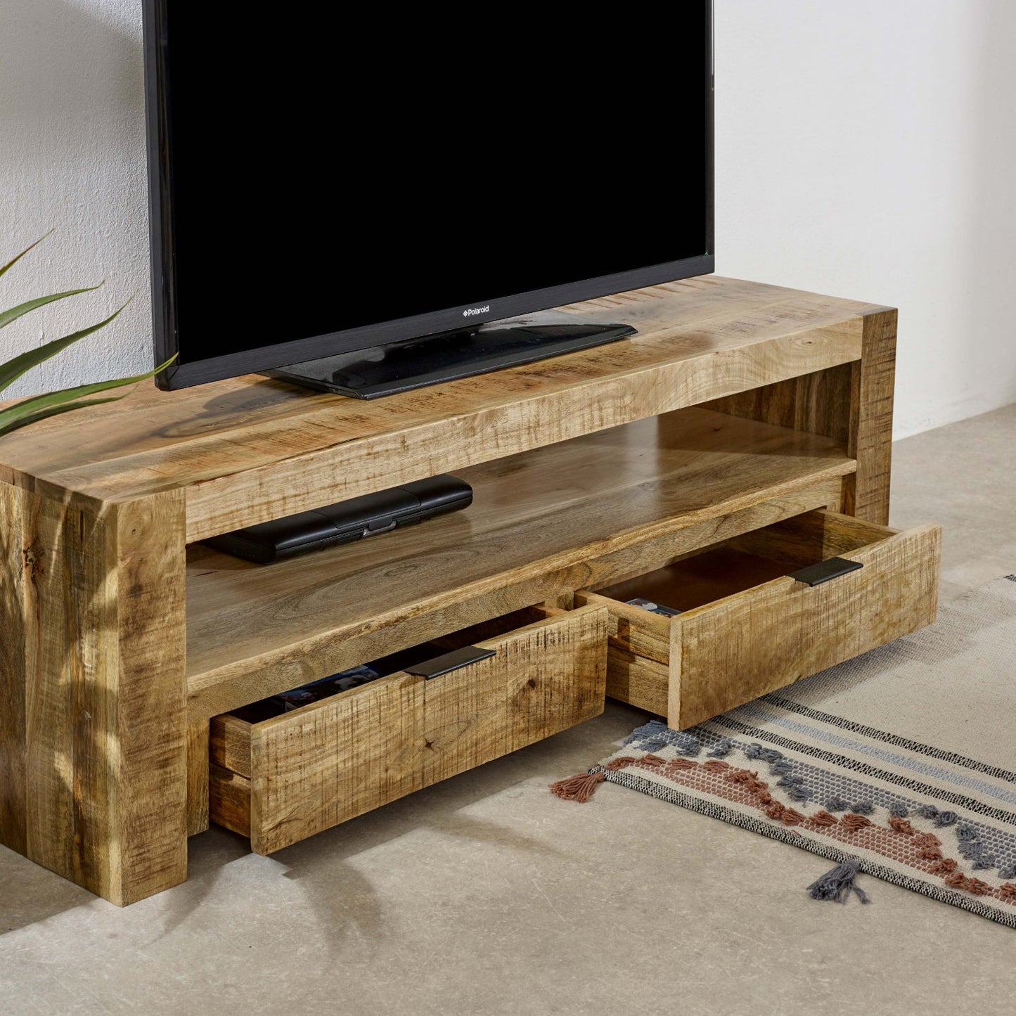 Merlin Mango Wooden Tv Stand With 2 Drawers