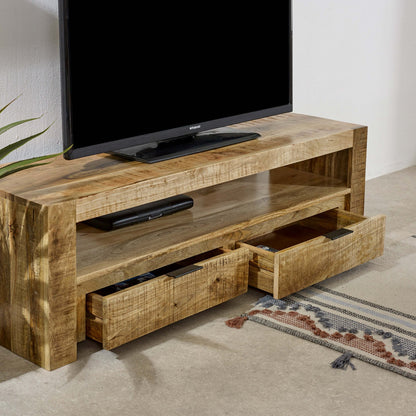Merlin Mango Wooden Tv Stand With 2 Drawers