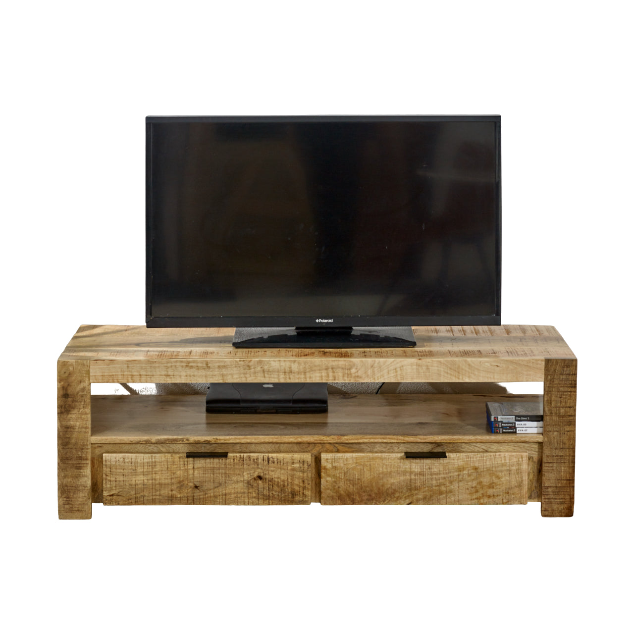 Merlin Mango Wooden Tv Stand With 2 Drawers