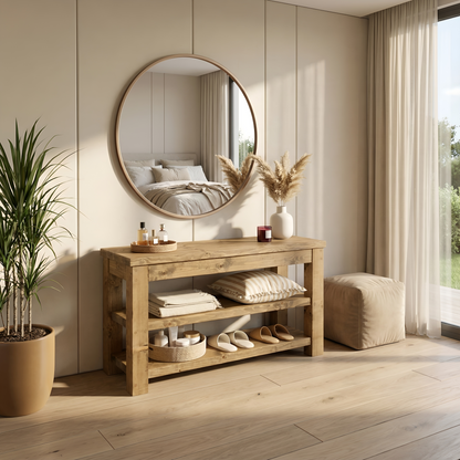 MIRA Solid Wood Console With Shelves