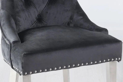 Monte Black KnockerBack Velvet Fabric Dining Chair with Chrome Legs