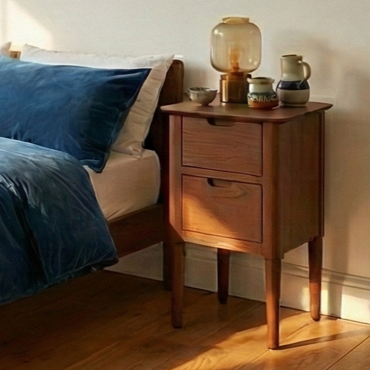 Norway Narrow Walnut Bedside Table