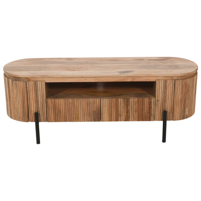 York Natural Solid Wood Tv Cabinet With Metal Legs