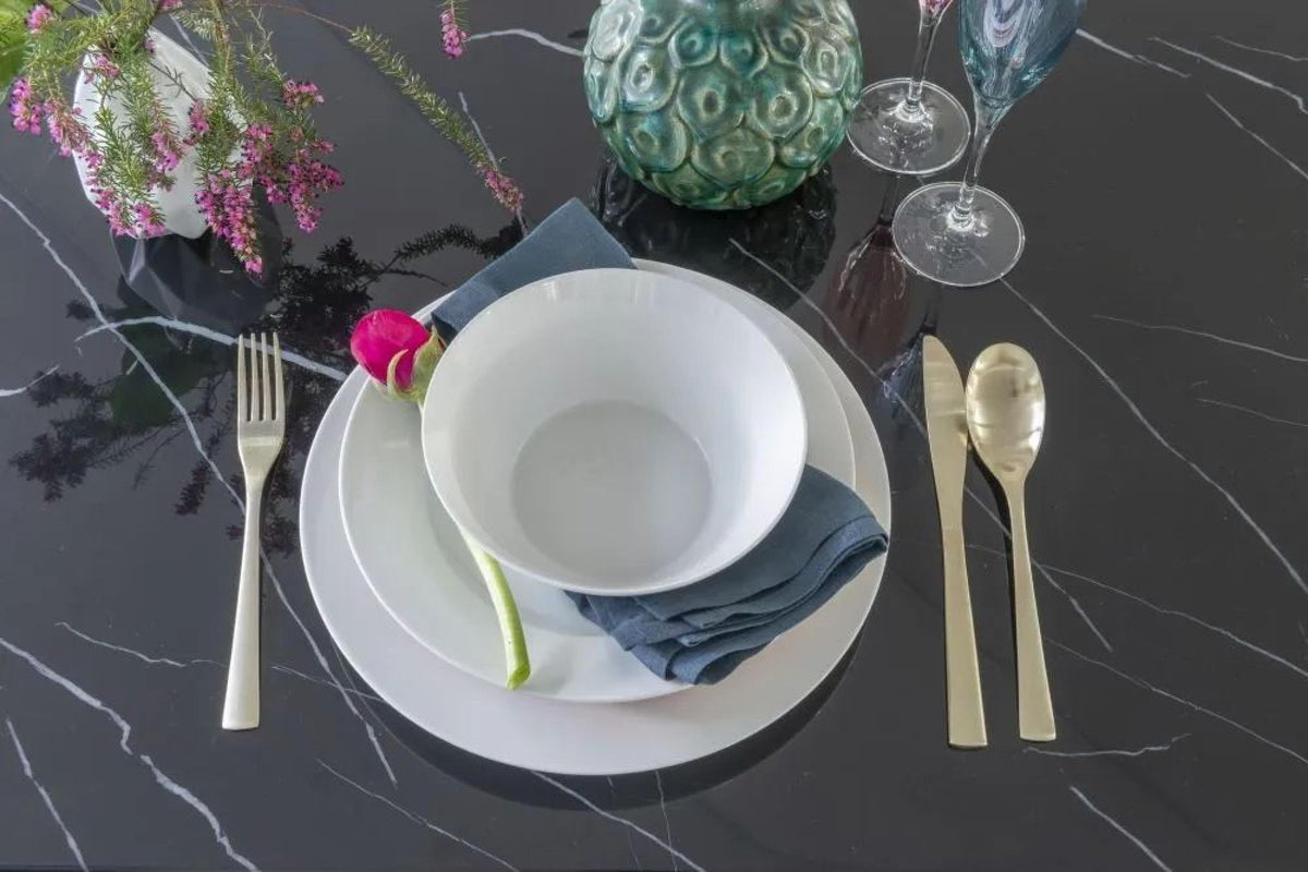 Black marble dining table for modern dining room