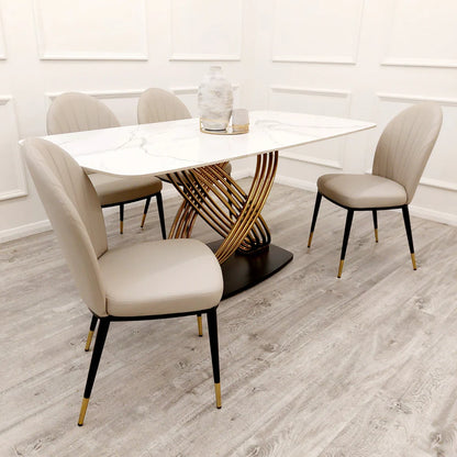 Dining table with four chairs in a modern room