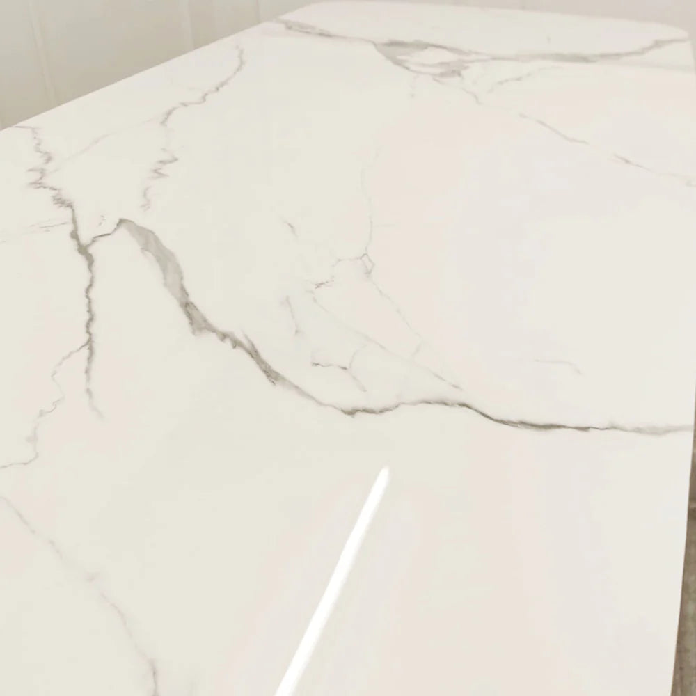 Orion Gold 1.8 Dining Table with Polar White Sintered Stone Top - Monarch Beds and Mattresses
