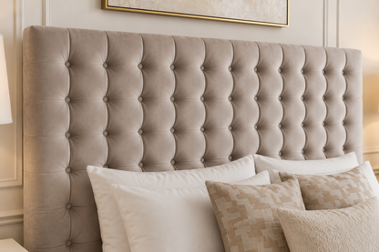 Oscar Chesterfield divan bed with deep buttoned upholstered headboard