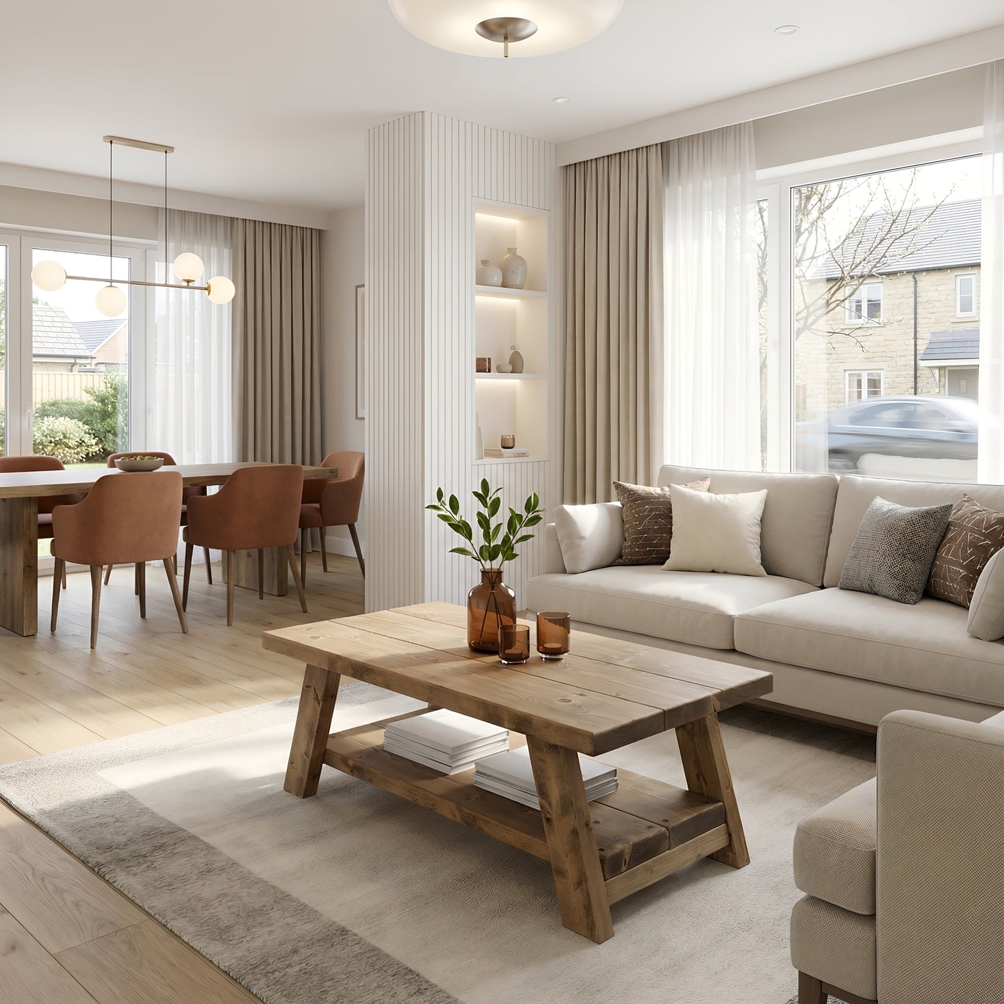 OSSO Rustic Wooden Coffee Table With Shelf