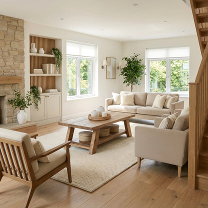 OSSO Rustic Wooden Coffee Table With Shelf