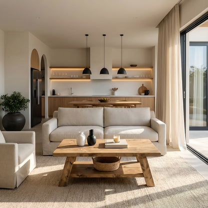 OSSO Rustic Wooden Coffee Table With Shelf